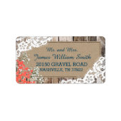 Wood Baby's atemberaubende Spitzen Rustikale Hochz Adressaufkleber (Vorne)