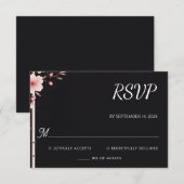 Wood Bamboo Pink Sakura Cherry Blossom Hochzeit RSVP Karte (Vorne/Hinten)