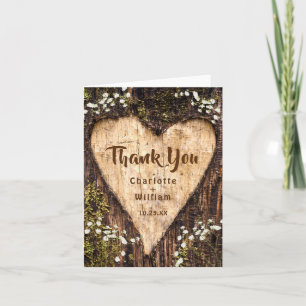 Wood Bark Baby Atemherz Rustikale Hochzeit Dankeskarte
