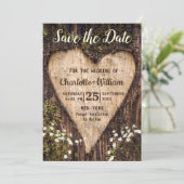 Wood Bark Baby Atemherz Rustikale Hochzeit Save The Date (Stehend Vorderseite)