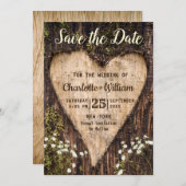 Wood Bark Baby Atemherz Rustikale Hochzeit Save The Date (Vorne/Hinten)