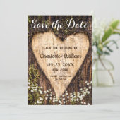 Wood Bark Baby Atemherz Rustikale Hochzeit Save The Date (Stehend Vorderseite)
