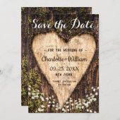 Wood Bark Baby Atemherz Rustikale Hochzeit Save The Date (Vorne/Hinten)