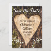 Wood Bark Baby Atemherz Rustikale Hochzeit Save The Date (Vorderseite)