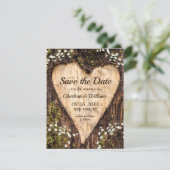 Wood Bark Baby Atemherz Rustikale Hochzeit Save The Date (Stehend Vorderseite)