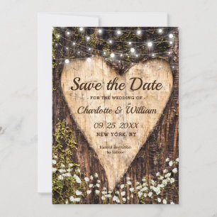Wood Bark Baby Atemherz Rustikale Hochzeit Save The Date