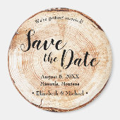 Wood Bark Disc Rustic Wedding Save the Date  Magnet (Vorne)