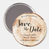 Wood Bark Disk Rustic Wedding Save the Date Magnet (Vorderseite/Rückseite)