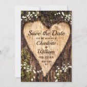 Wood Bark Heart Baby-Hochzeit retten das Datum Save The Date (Vorderseite)