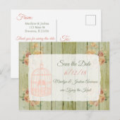 = Wood Birdcage Wedding Save the Date Postcard Postkarte (Vorne/Hinten)