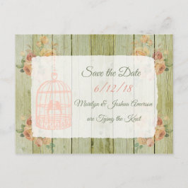 = Wood Birdcage Wedding Save the Date Postcard Postkarte