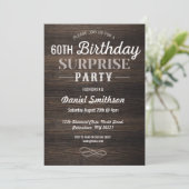 Wood Birthday Überraschung Rustikale Mens Frauen e Einladung (Stehend Vorderseite)