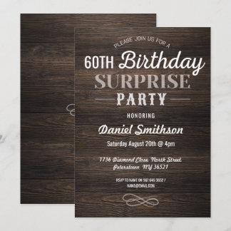 Wood Birthday Überraschung Rustikale Mens Frauen e Einladung