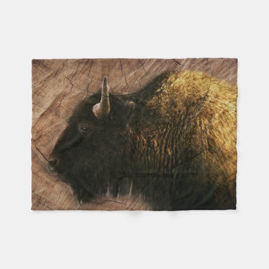 Wood Bison Buffalo Fleecedecke (Vorderseite (Horizontal))
