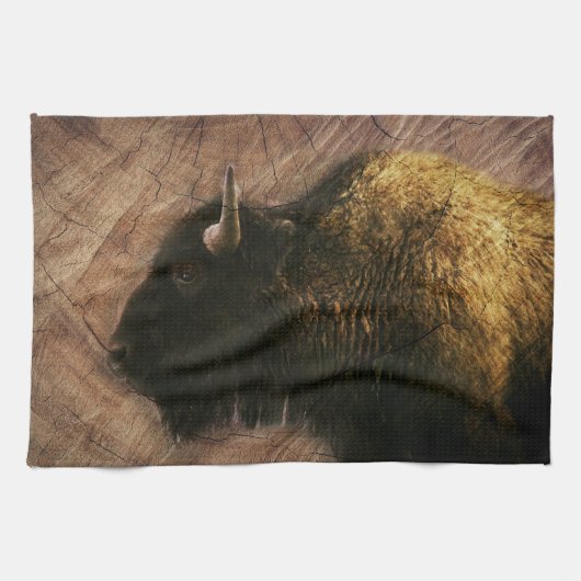 Wood Bison Buffalo Geschirrtuch (Horizontal)