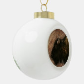Wood Bison Buffalo Keramik Kugel-Ornament (Links)