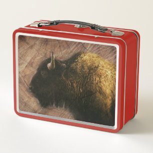 Wood Bison Buffalo Metall Brotdose