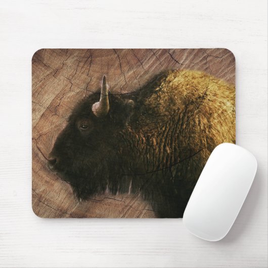 Wood Bison Buffalo Mousepad (Mit Mouse)