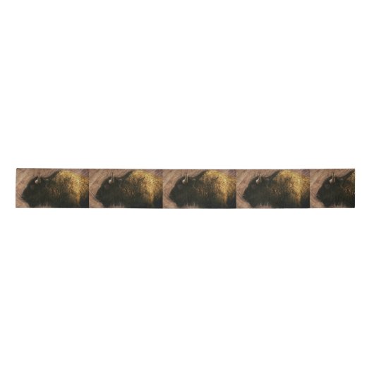 Wood Bison Buffalo Satinband (Vorderseite)