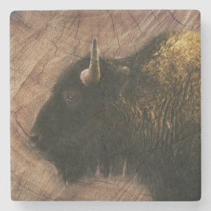 Wood Bison Buffalo Steinuntersetzer