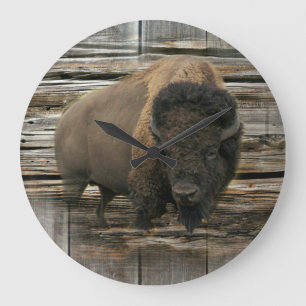 Wood Bison Große Wanduhr