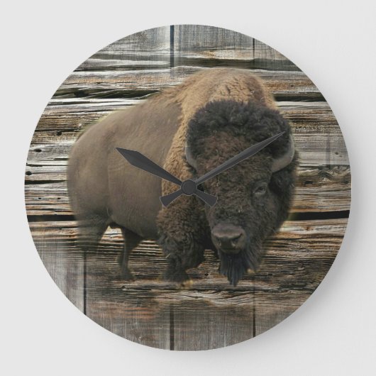 Wood Bison Große Wanduhr (Vorderseite)