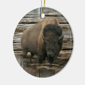 Wood Bison Keramik Ornament (Links)