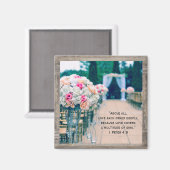 Wood Blume Bouquet Liebe Wedding Aisle Bible Verse Magnet (Vorderseite/Rückseite)