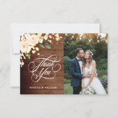 Wood & Blush Rose Floral Lantern Foto Vielen Dank Dankeskarte (Vorderseite)