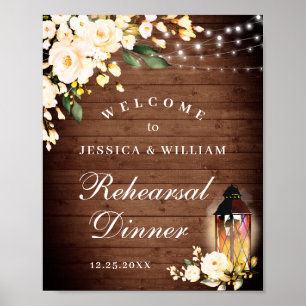 Wood & Blush Rosen Probendinner-Schild Poster