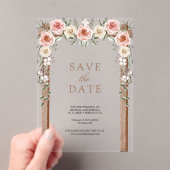 Wood Boho Blumenkanopie Hochzeit speichern das Dat Acryleinladungen (Insitu (Handheld))