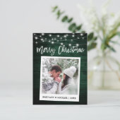Wood Brush Script Sofortkamera Weihnachten Postkarte (Stehend Vorderseite)