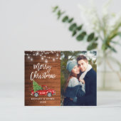 Wood Brush Script Truck Lights Foto Weihnachten Postkarte (Stehend Vorderseite)