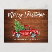 Wood Brush Script Truck Weihnachts-FOTO BACK Postkarte (Vorderseite)