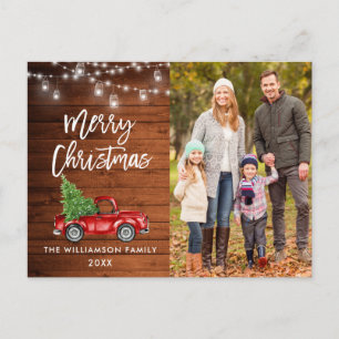 Wood Brush Script Vintag Lights Weihnachten Postkarte