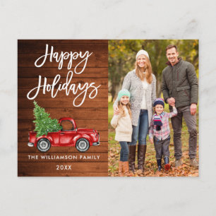 Wood Brush Script Vintag Truck Foto Holidays Postkarte