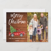 Wood Brush Script Vintag Truck Foto Weihnachten (Vorderseite)