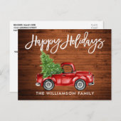 Wood Brush Script Vintag Truck Tree Holiday Postkarte (Vorne/Hinten)