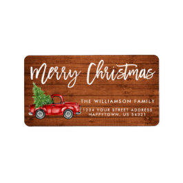 Wood Brush Script Vintag Truck Weihnachten Adressaufkleber