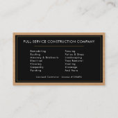 Wood Building Construction Business Card Visitenkarte (Rückseite)