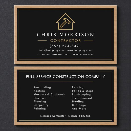 Wood Building Construction Business Card Visitenkarte