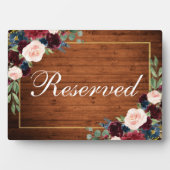 Wood Burgundy Blue Wedding Reserviert 12x18 Table Fotoplatte (Vorderseite)