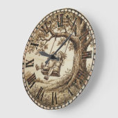 Wood Burned Swing Tree Wall Clock Große Wanduhr (Winkel)