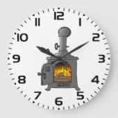 Wood Burner Stove Große Wanduhr (Vorderseite)
