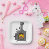 Wood Burner Stove Pappteller (Party)