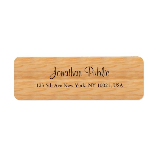 Wood Calligraphed Script Name Text Rücksendeadress (Vorne)