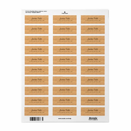 Wood Calligraphed Script Name Text Rücksendeadress (Vorne)