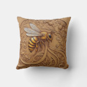 Wood carving effect Throw Cushion big bee Kissen (Rückseite)