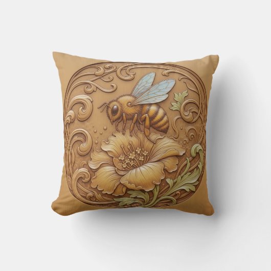 Wood carving effect Throw Cushion Kissen (Vorderseite)