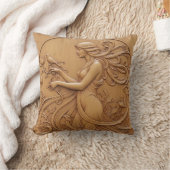 Wood carving effect Throw Cushion Kissen (Decke)
